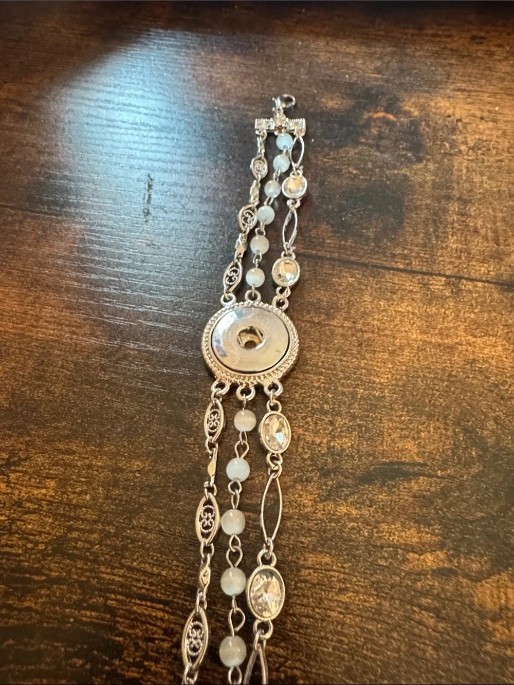 Silver Multi-Color Decorative Snap Bracelet Jewelry Set